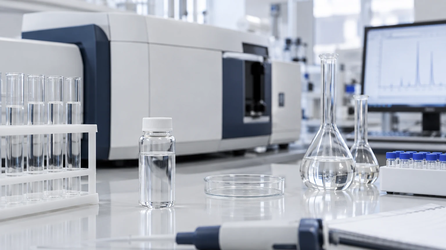 Laboratóriumi üvegcsövek és vízminta
